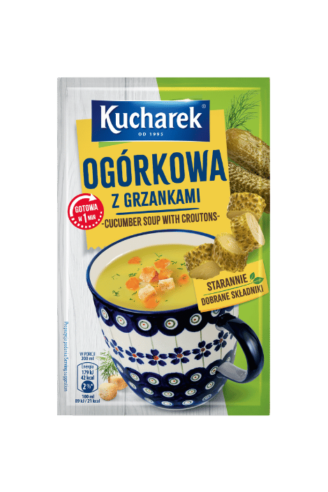 Cucumber soup with croutons