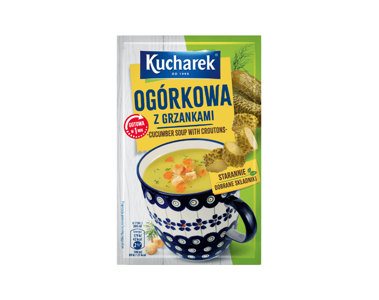 Cucumber soup with croutons